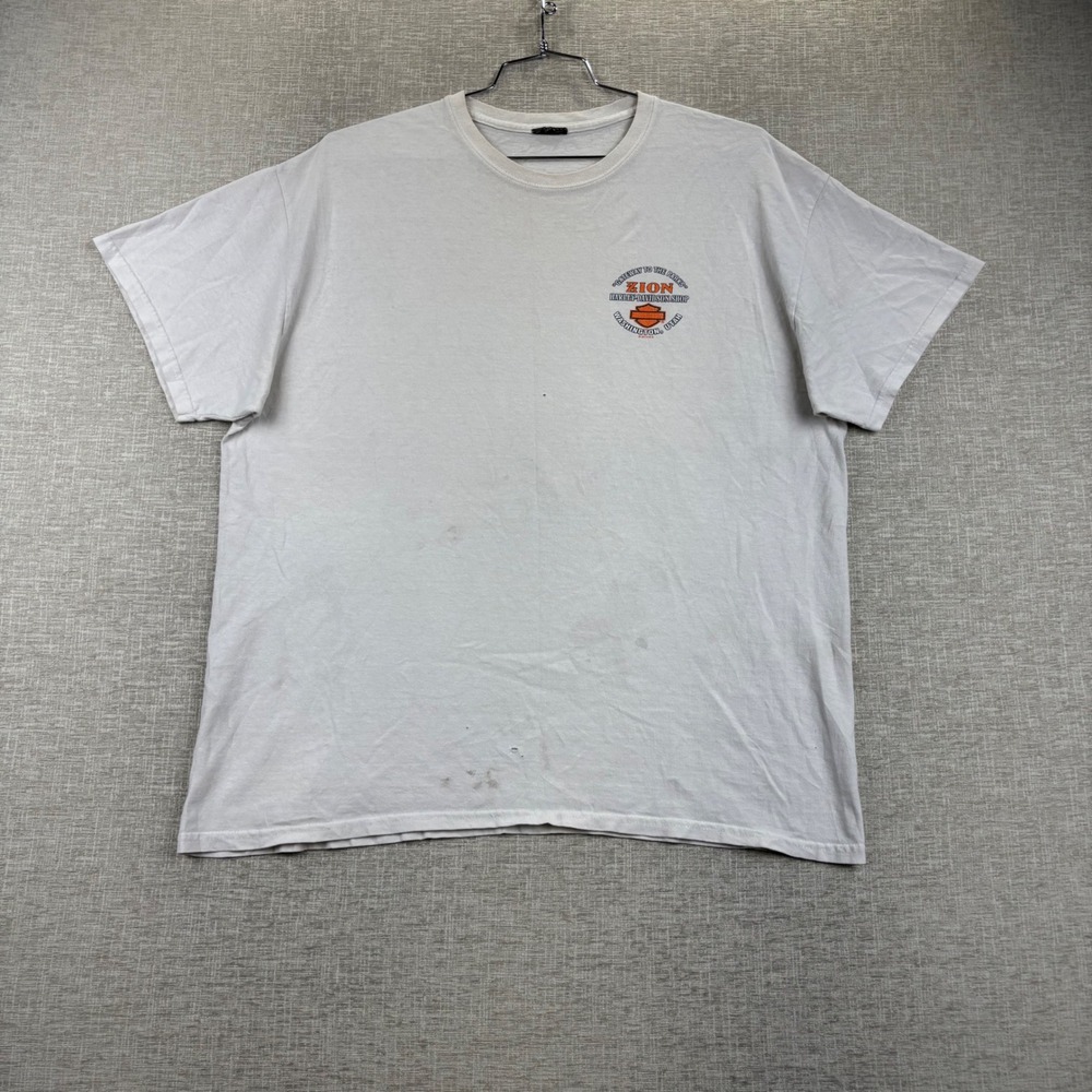 Harley Davidson Zion Utah T-Shirt Mens White Graphic Tee 2015 Distressed